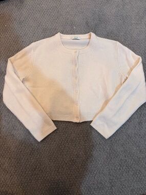 Aritzia Cropped Cashmere Cardigan - Light Cream